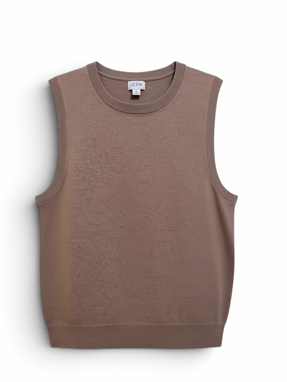 J.Crew Cotton Crewneck Sweater Vest Brown Sleeveless Shell Preppy Academia